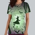 thumbnail image 5 of Tops Cortos para las Mujeres, Halloween Impreso en Cuello en V con Bolsillo, Moda Casual Manga Corta, 5 of 5