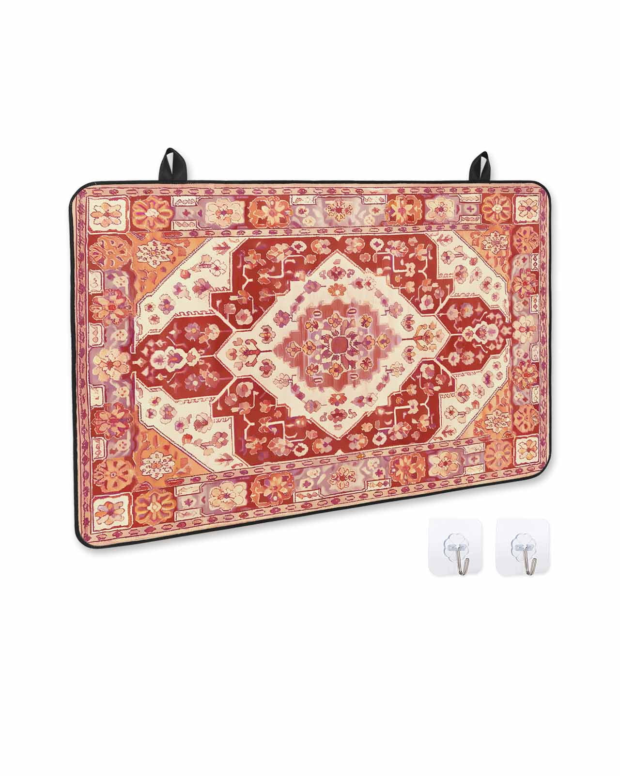 nqOlkjepod Large Induction Cooktop Protector Mat 24"x21", Burnt Orange Boho Stove Top Covers for Electric Stove, Ethnic Geometric Southwest Decorative Stove Burner Cover Mats, Glass Top Stove Cover