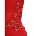 thumbnail image 5 of iiniim Women Sleeveless Figure Skating Dance Dress Mesh Rhinestones Asymmetrical Sequin Ballet Lyrical Dancewear Red M, 5 of 7