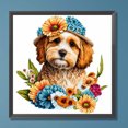 thumbnail image 1 of Pintura de diamante 5D DIY, taladro redondo completo, racimo de flores, perro, decoración del hogar, 30x30cm, 1 of 9