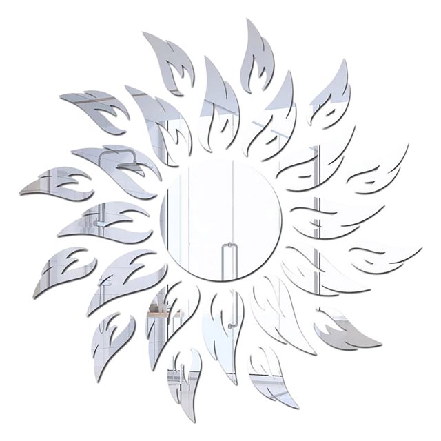 XWSHYW Pegatinas de Pared Siglas Adhesivas y de Pared En Espejo, Diseño y Flor Dorada, Corazon y Sol.