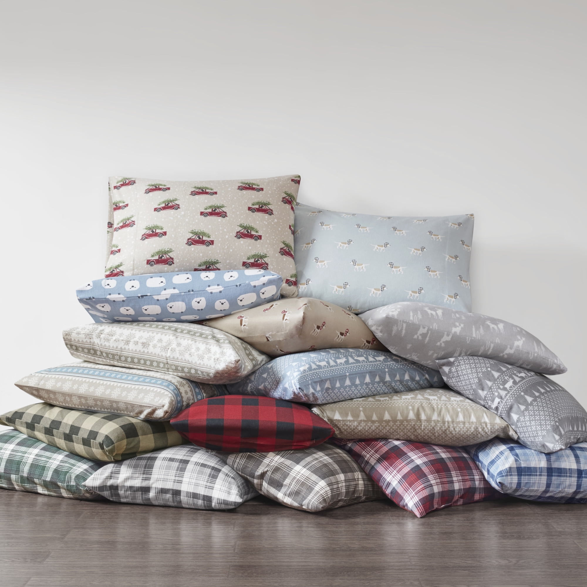 Woolrich Flannel Cotton Sheet Set, King, Green Plaid