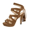 thumbnail image 2 of Zapatos de mujer Moda Color sólido Empalme minimalista Hollow Out Tassel Tacones altos Sandalias romanas Wmkox8yii  hfjk1370, 2 of 8