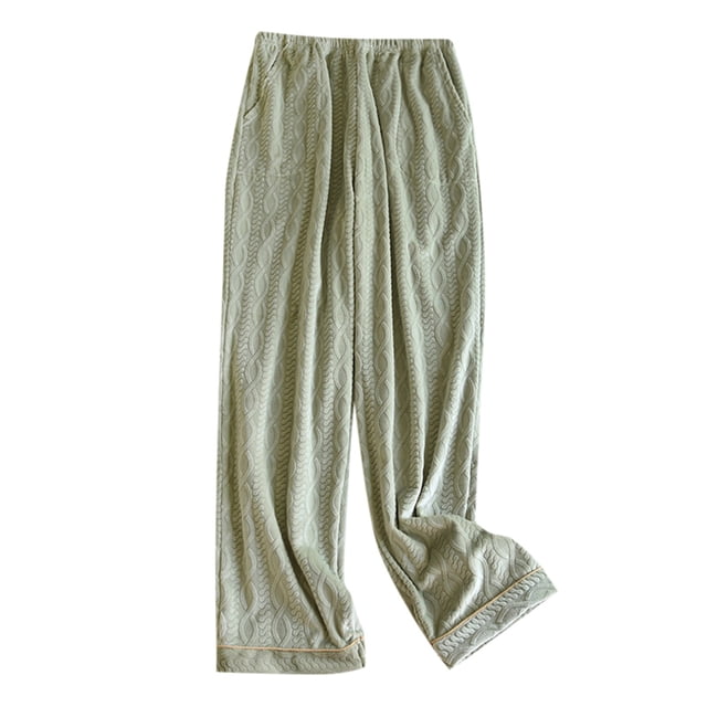 Pantalons de Pyjama pour Femmes Automne et Hiver Couple Flanelle Fine Plus Velours Chaud avec Revers