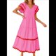 thumbnail image 2 of Vestido Midi Informal de Verano 2025 para Mujer, con Escote en V, Corta, Volantes, Corte A, . Rosa S, 2 of 10