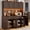 Brown, variant on ANPOO 60" Wide Farmhouse Large Coffee Bar Cabinet with LED Light & Power Outlet, 72" Tall Kitchen Storage Hutch with 2 Drawers & 8 Doors for Dining Room