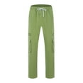 thumbnail image 6 of Men's Pants Cargo Relaxed Fit Sport Jogger Sweat Drawstring Outdoor Trousers With Pockets Work Pants for Men Green S, 6 of 9