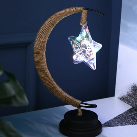 

Big holiday Deals! Dqueduo LED Decorative Light Star Moon Light Handmade USB Wrought Iron Night Light Gifts for Family on Clearance