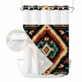 thumbnail image 2 of Boho Orange Teal No Hook Shower Curtain Waterproof,Bathroom Curtains with Snap in Liners and See Through Top Window,Southwestern Abstract Geometric Ethnic Hotel Bathtub Curtains Shower 72"Wx96"L, 2 of 8