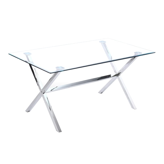 Pemberly Row 63" Modern Stainless Steel Dining Table in Silver