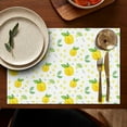 thumbnail image 4 of Lemon Citrus Floral Placemats, Flax Linen Machine Washable Dining Table Mats, Set of 6 Heat Resistant and Wrinkle Free with Cute Fruit and Flower Pattern, 4 of 5