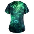 thumbnail image 4 of HAVUITYY Graphic Scrubs for Women, Starry Sky Printed Casual Short Sleeve V-Neck Working Uniform, Plus Size Stretch Nurse Shirts with Pockets, 4 of 5