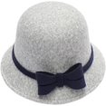 thumbnail image 4 of CoCopeaunts Elegant Adults Solid Bowler Hat Blue Bow Hatbands Bucket Hat for Women Girls Autumn Winter Party Wedding Fedora Hats, 4 of 8
