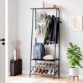thumbnail image 5 of TEQIN Hall Tree With Shoe Storage Bench, Steel Frame With Coat Rack,Entryway Bench with Shoe Storage for Entryway, Freestanding Coat Rack Stand for Living Room, Bedroom, Rustic Brown, 5 of 8