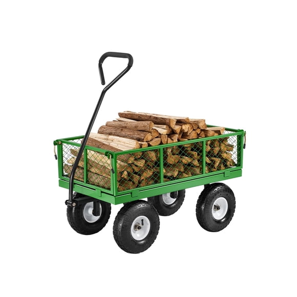 Carrito de jardín VEVOR 310 kg de acero con 10 neumáticos y mango de 180°
