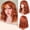 Auburn Wig, variant on Auburn Bob Wig with Bangs Short Wavy Copper Red Wigs for Women Length Burnt Orange Curly Bob Wigs Heat Resistant Synthetic Wigs for Halloween Daily Party Use 14 Inch