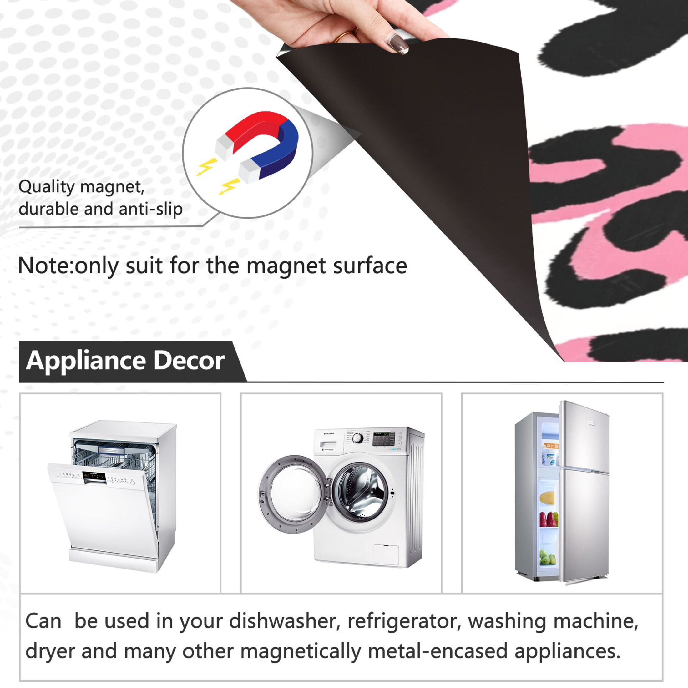 IAUYY Magnetic decorative sticker - 23x26 Inch PVC Refrigerator Decorative Cover, Removable DIY Art for Kitchen Appliances Leopard Print Miller Style