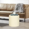 thumbnail image 5 of Adeco  Round Ottoman Upholstered Tufted Faux Leather Footrest Ivory Casual, 5 of 6