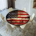 thumbnail image 2 of Elastic Edge American Flag Round Fitted Table Cloths, Vintage Plank Washable Spill Proof Table Cover, for Indoor Holiday Family Banquet and Outdoor Patio Use, Fit for 44" Table, 2 of 6