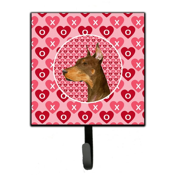 Carolines Treasures SS4468SH4 Doberman Hearts Love and Valentines Day Portrait Leash or Key Holder Single Hook