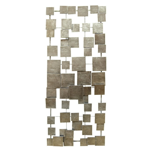 Stratton Home Decor Silver Geometric Tiles Rectangular Metal Wall Decor