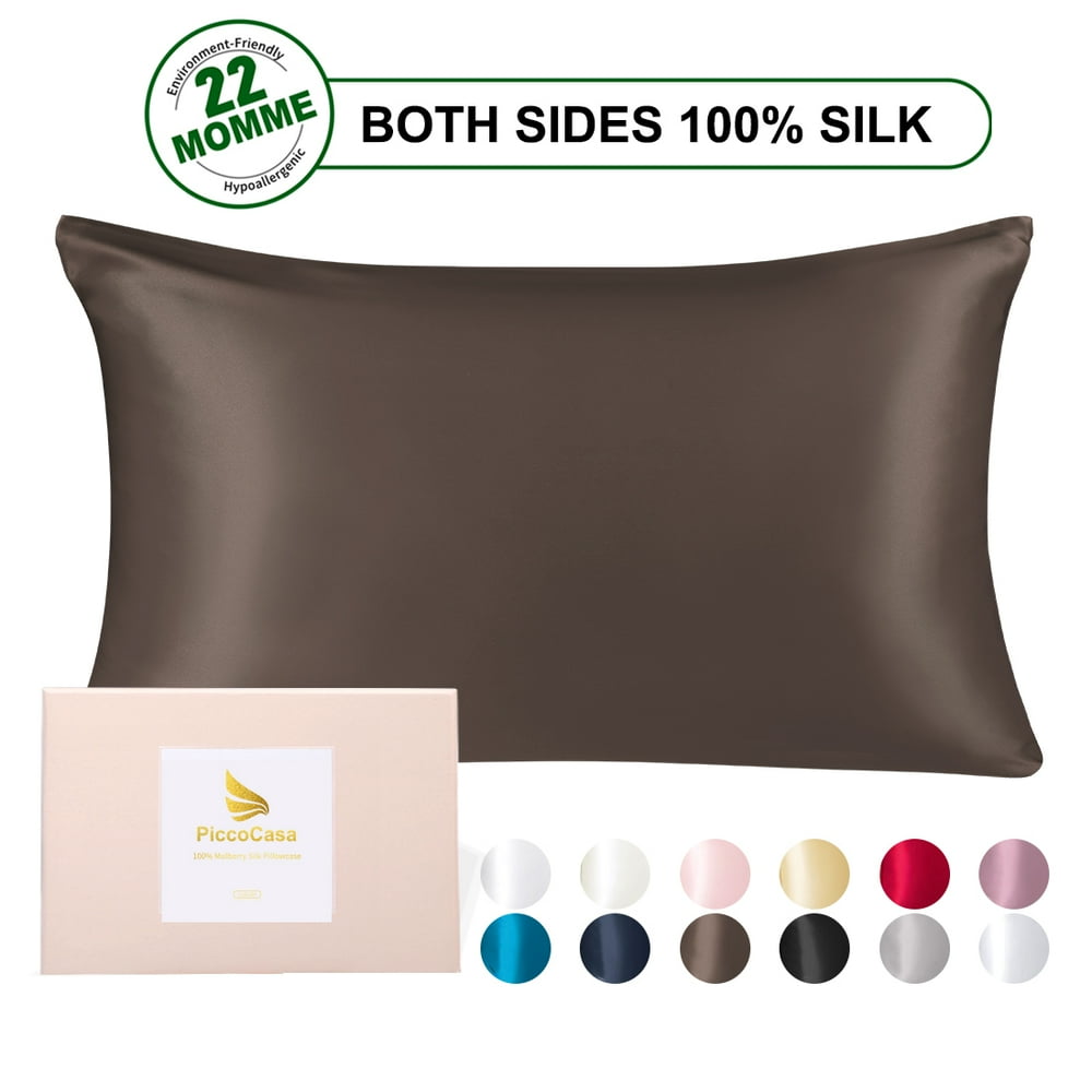 Silk Pillowcase For Hair And Skin 22 Momme Silk Pillow Cases Covers With Zipper Chocolate