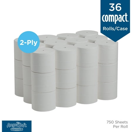 Georgia-Pacific Angel Soft Professional Series Compact Embossed Coreless 2-Ply Toilet Paper  19371  750 Sheets per Roll  36 Rolls per Case
