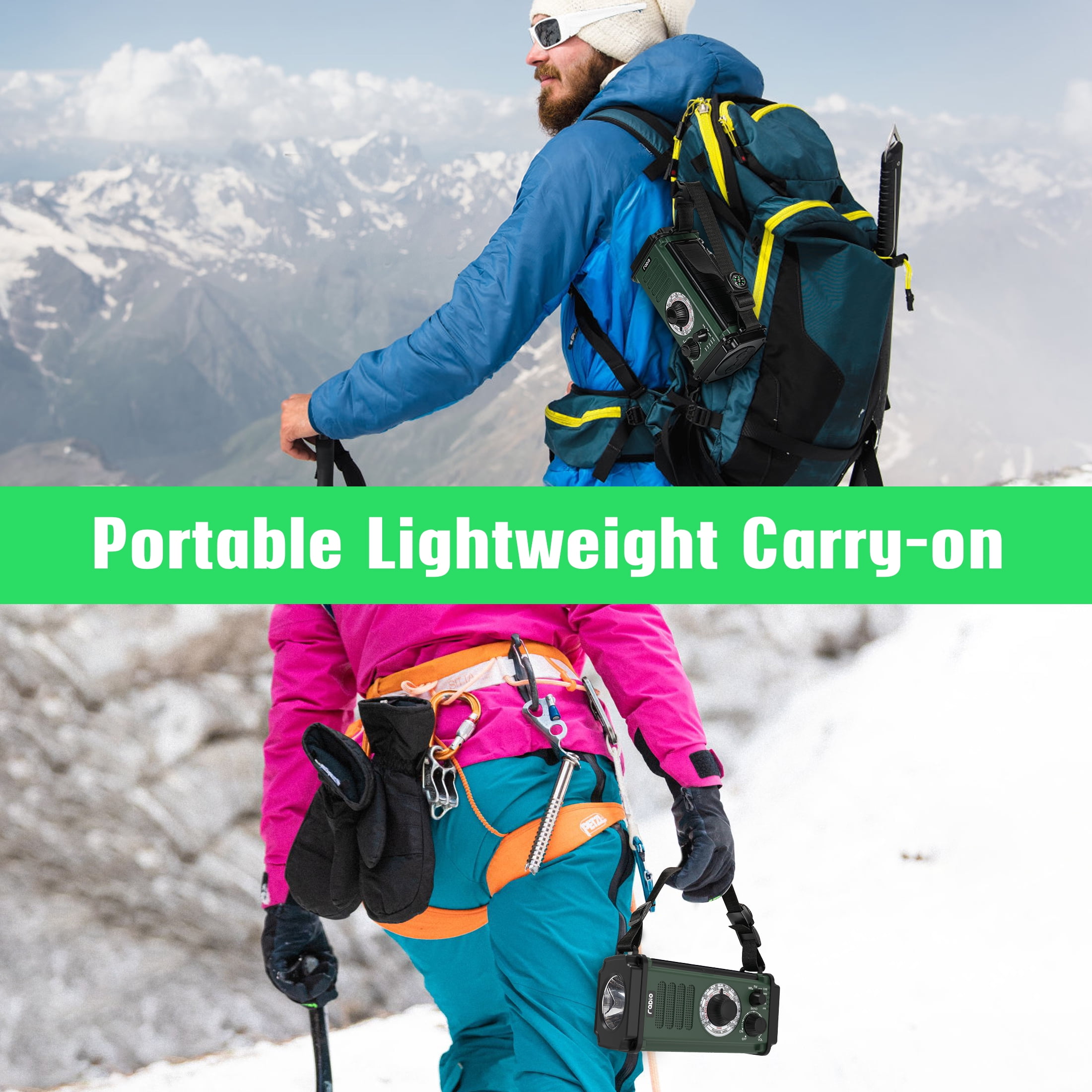 Skyhot 10000mAh Portable Hand Crank Solar Emergency Weather Radio with NOAA/AM/FM/Type-C USB Charging Radios/LED Reading Light/SOS/Compass for Outdoor Camping/Hiking/Travelling
