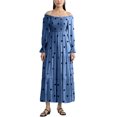 thumbnail image 2 of Women's Summer Off-Shoulder Dress Flower Print Long Sleeve Ruched Backless Slim Midi Dress, 2 of 10