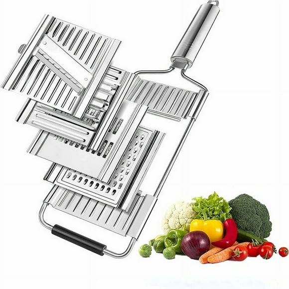 nipocaio Kitchen Mandoline Vegetable Cutter 4 in 1 Manual Stainless Steel Multifunction Vegetable Cutter 4 Modes Slicer Kitchen Mandoline Vegetable Cutter for Salad Zucchini Carrots Oni