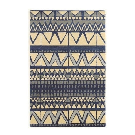 Hawthorne Collection 2' x 3' Hand Tufted Rug in Ivory and Blue
