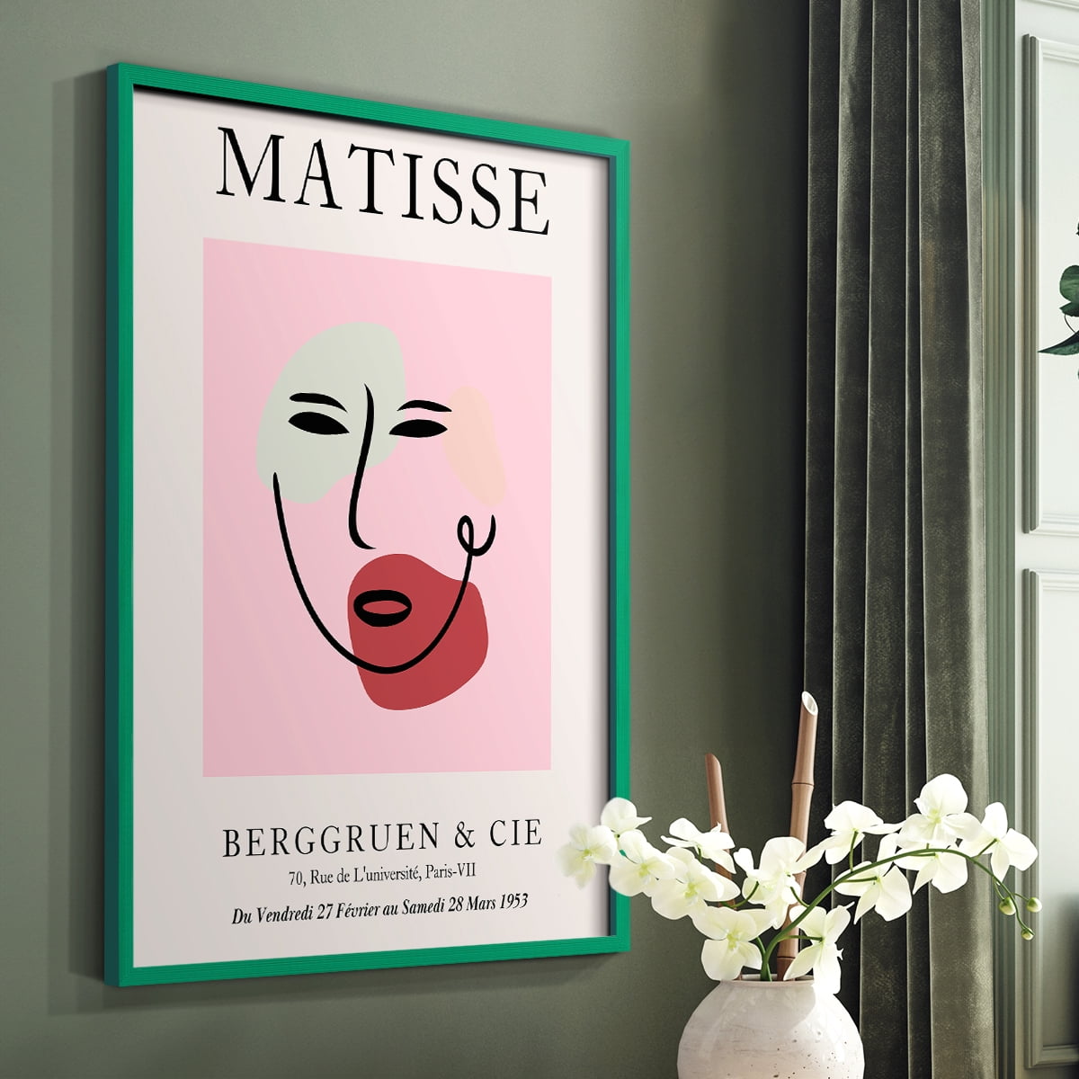 Matisse CDXCV in Green Solid Wood Framed Print No Nail Hanging