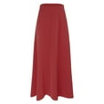 thumbnail image 4 of ZOHIUM Skirts for Women Trendy Summer Women's Skirts Women Fashion Loose Casual Long Large Solid Pleated Skirt Elastic Waist Skirt Skater Skirt Women's Skirts (Red,Xl), 4 of 4