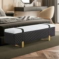thumbnail image 2 of MCombo Modern Storage Ottoman Bench, Faux Leather Upholstered Footstool with Storage Space, Bed End Bench for Bedroom, Living Room, Entryway W463(Brown), 2 of 9