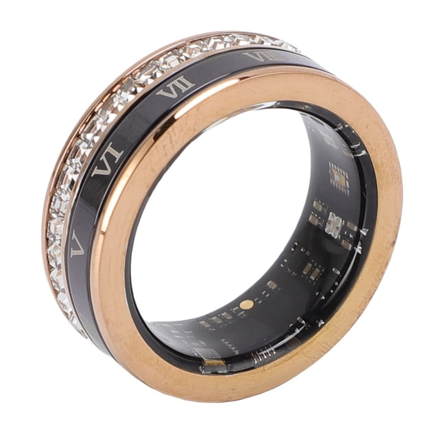 Ring Rhinestone Decorated Smart Ring Watertight Step Counter Long Battery Life Smart Fitness Ring with Charging Case APP