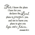 thumbnail image 2 of VWAQ For I Know the Plans I Have for You Jeremiah 29:11 Bible Wall Decal (19"H x 20"W Black), 2 of 2
