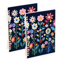 FORMRS 1-Subject Spiral Notebook 8" x 5" College Ruled 60 Refillable Sheet, 2 Pack, Bloom Flowers