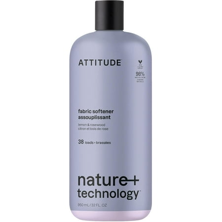 Liquid Fabric Softener, Natural Origin Ingredients, For White and Colored Clothing, Deodorizes, Gentle on Delicate Skin, Lemon & Rosewood, 38 Loads, 32 Fl Oz