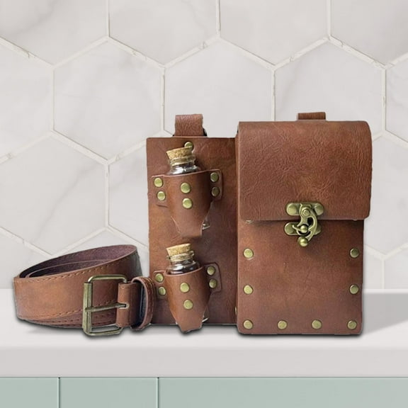 Segolike Medieval Belt Bag Belt Pouch Waist Bag for Men Costume Props Accessories Brown
