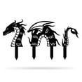 thumbnail image 2 of RealSteel Garden Art - Dragon Yard Decoration, 3-Piece Set with Built-In Stakes (11"x25"/ Black), 2 of 11