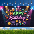 thumbnail image 5 of Neon Design Birthday Party Banner Guitar Music Event Banner for Birthday Celebration Party Decoration Photo Background, 5 of 9