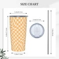 thumbnail image 3 of Orange Checkered Stainless Steel Insulated Tumbler 20 Oz Coffee Mug Travel Cup Water Bottle With Lid Straw, 3 of 6