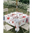 thumbnail image 2 of Square Outdoor Tablecloth with Umbrella Hole 250 Anniversary Table Cloth Waterproof Patio Table Cover Independence Day Fireworks Bicycle Florals Zipper Tablecloths for Picnic Camping 60x60 Inch, 2 of 8