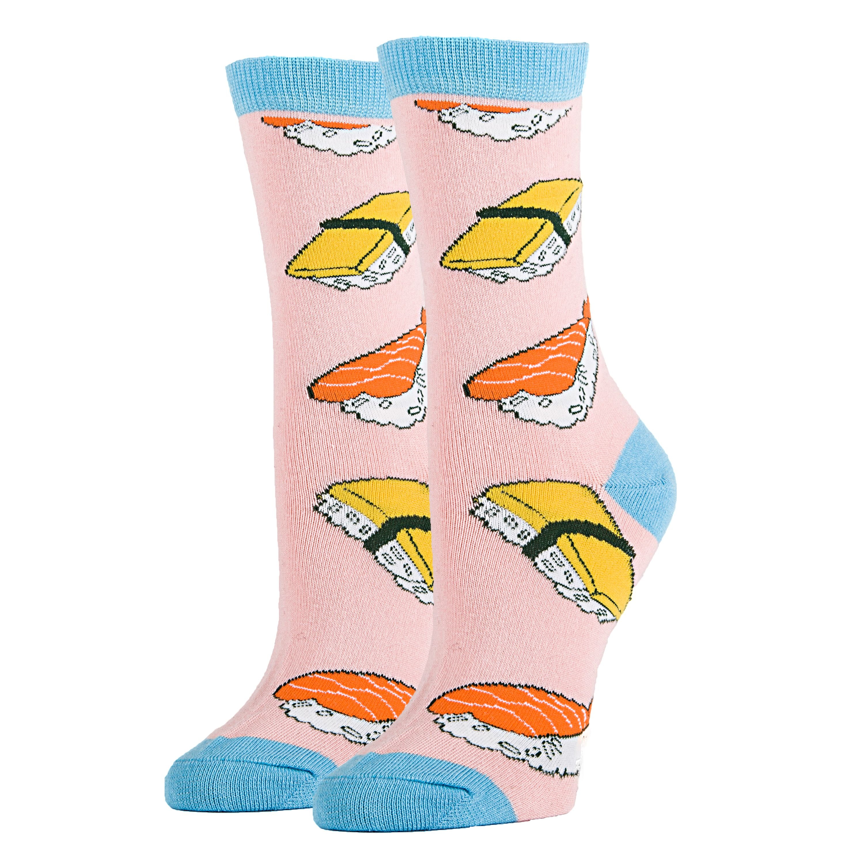 OoohYeah Womens Novelty Crew Socks, Crazy Funny Fashion Socks (Sushi ...