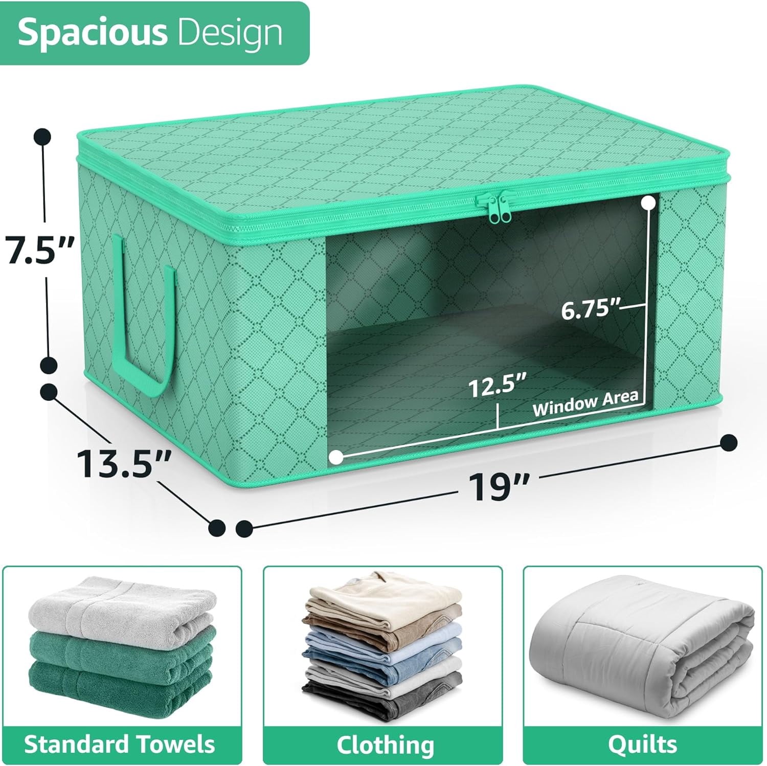 Sorbus Medium Clothes Storage Bag, Foldable with Clear Window, Lids, and Handles, for Bedroom, Closet Organization
