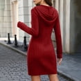 thumbnail image 4 of Guieoi Womens Dresses Long Sleeve Solid-Color Casual Fall/Winter Dress Midi Dress Red S, 4 of 9