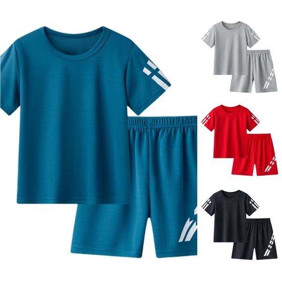 Kids Boys Clothes 2 Piece Outfit Quick Dry Athletic T-Shirt and Shorts Set Short Sleeve Sports Gym Summer Running Active Suit Clothing Clothing Set