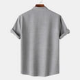 thumbnail image 4 of Miluxas Mens Henley Shirt Short Sleeve Basic Button-Down T-Shirt Solid Color Henley Shirt for Men Gray 6(S), 4 of 9