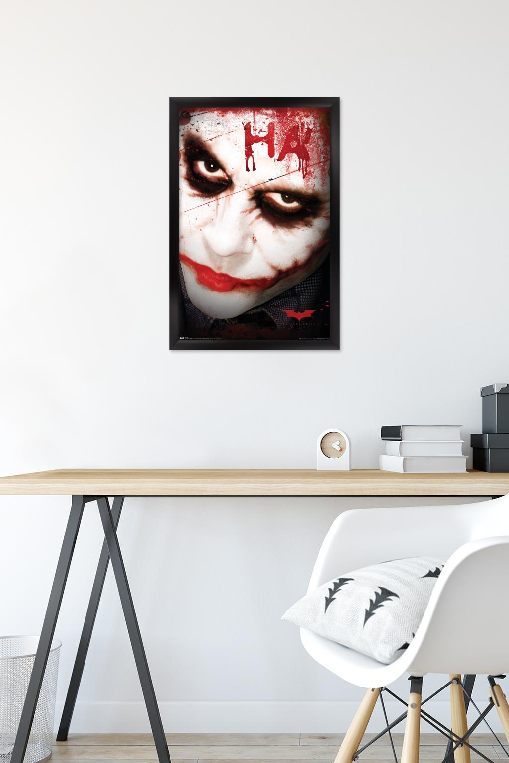 DC Comics Movie - The Dark Knight - The Joker Ha in Blood Wall Poster, 14.725" x 22.375", Framed