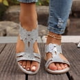 thumbnail image 6 of Eltusu Women's Flat Sandals, Beach Open Toe Ankle Strap Soft Bottom Summer Shoes Silver Size 6.5, 6 of 9